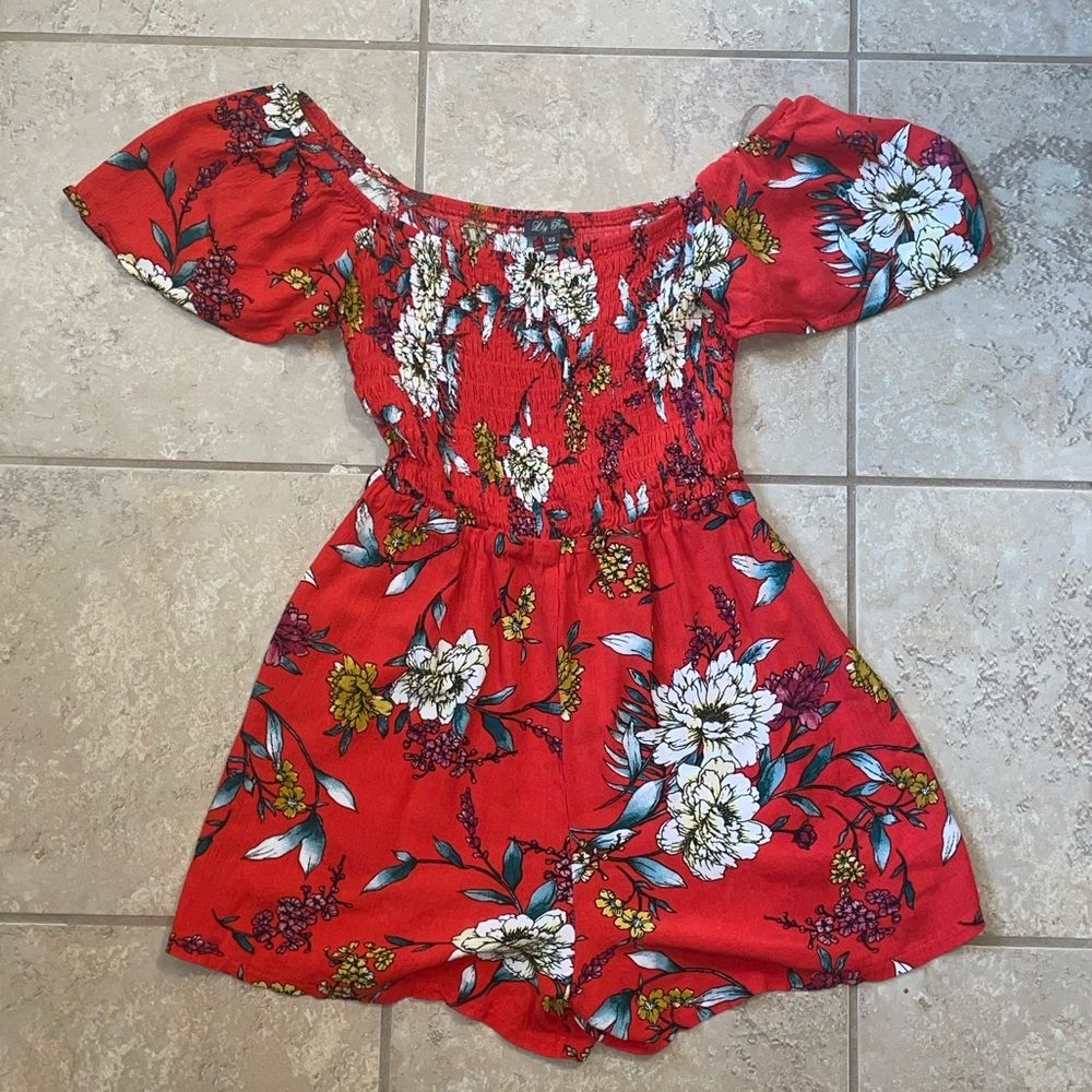 red floral romper